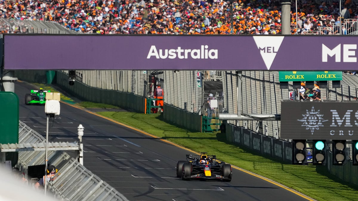 (AP Photo/Scott Barbour)
 : Red Bull driver Max Verstappen of the Netherlands steers his car during the second practice session of the Australian Formula One Grand Prix at Albert Park, in Melbourne, Australia, Friday, March 22, 2024. 

