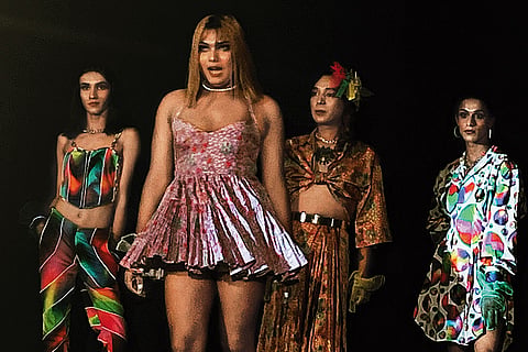 Transwomen at the first-ever transgender fashion show held in Delhi in 2022