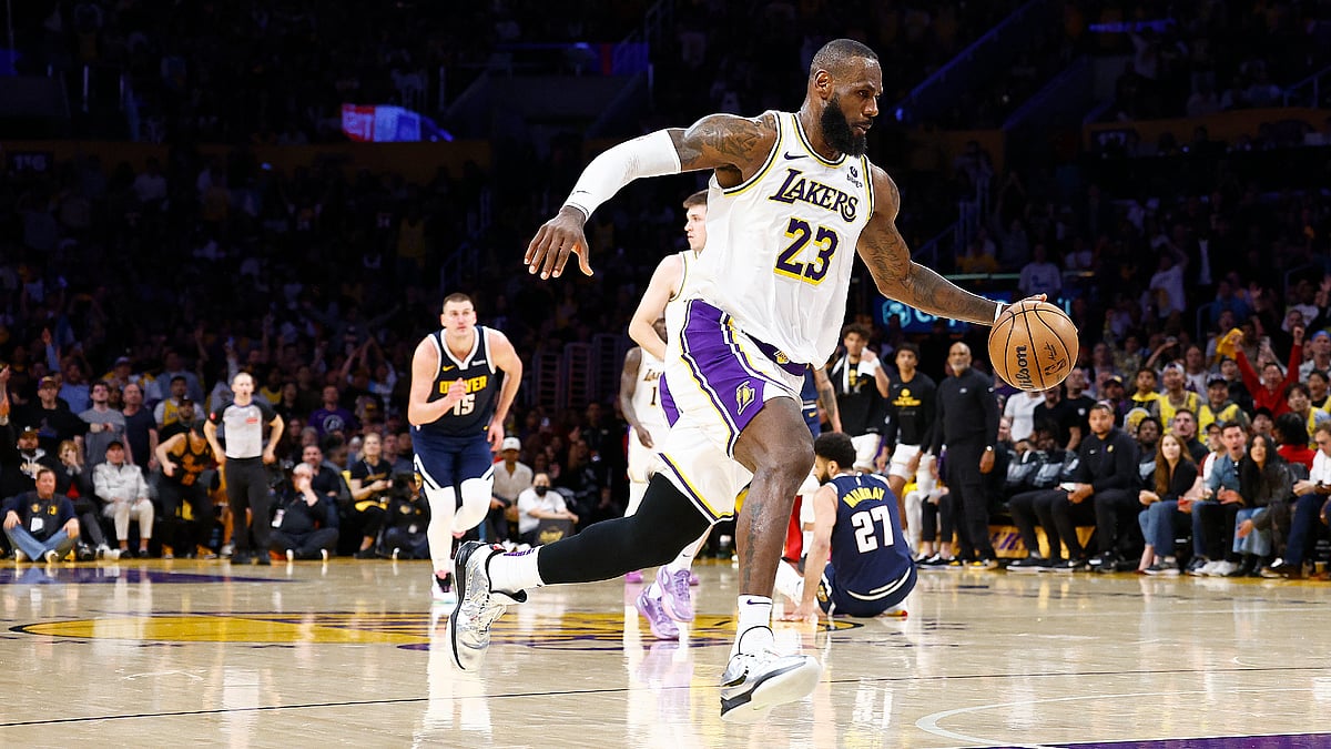 LeBron James in action in Game 4 at Crypto.com Arena - null
