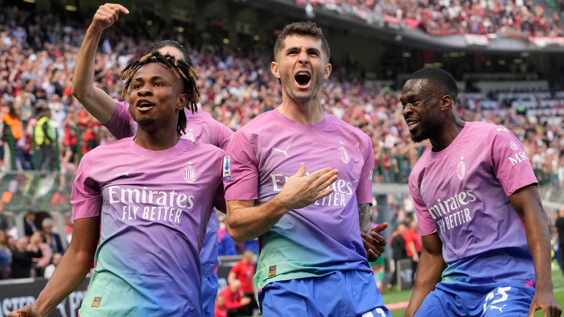 Christian Pulisic (centre) and Olivier Giroud gave AC Milan control inside the first 20 minutes. - Antonio Calanni/AP