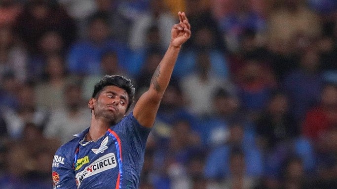 AP : Lucknow Super Giants' Mayank Yadav bowls a delivery during the Indian Premier League cricket match between Lucknow Super Giants and Mumbai Indians in Lucknow