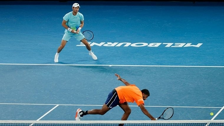 Photo: X/ @India_AllSports : Rohan Bopanna-Matthew Ebden lost 3-6 6-7 (6-8).