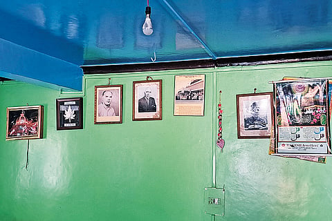 Portraits of Sheikh Abdullah and slain NC leader Wali Mohammad Itoo in Sakina’s home