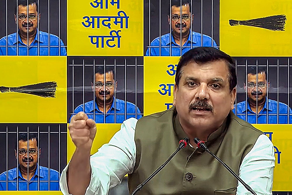 Sanjay Singh addressing media