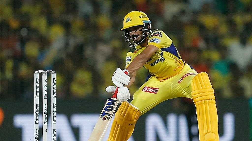 AP/R.Parthiban : Ruturaj Gaikwad bats during the Chennai Super Kings vs Sunrisers Hyderabad game in Indian Premier League 2024 at Chepauk on April 28.