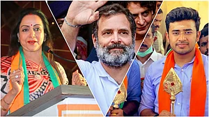 X/@dreamgirlhema, @RahulGandhi, @Tejasvi_Surya : Left - BJP's Hema Malini, Centre - Congress's Rahul Gandhi, Right- BJP's Tejasvi Surya