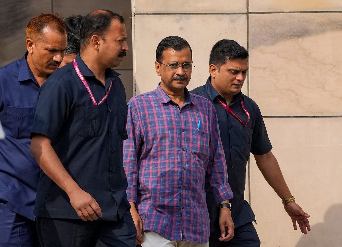 PTI/File : While being brought to the Rouse Avenue court for hearing at the end of his ED custody on Monday, Arvind Kejriwal said what PM is doing is "not good for the country".