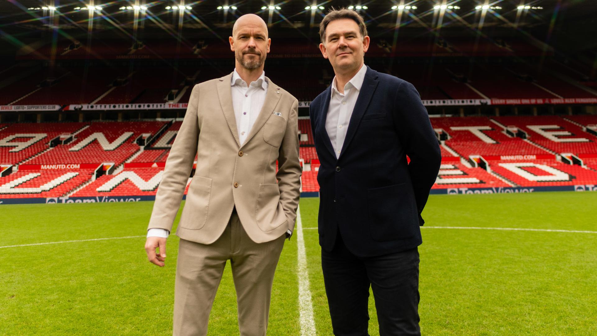 Manchester United Handout/PA : Erik ten Hag, left, says he will miss the support of departed Manchester United football director John Murtough.