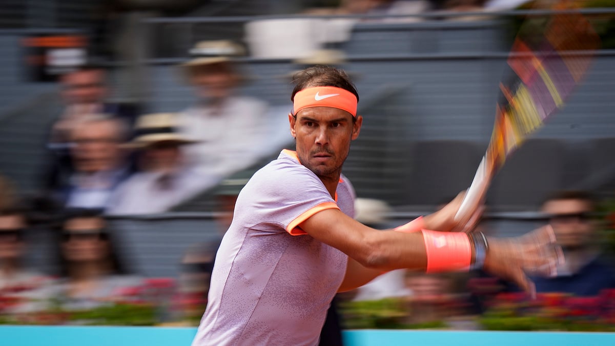Photo: X/@MutuaMadridOpen : Rafael Nadal in action at Madrid Open Round of 32 match