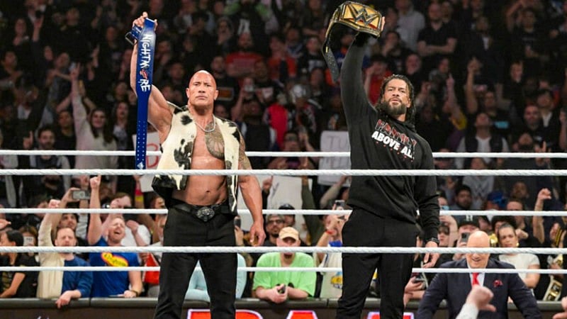 WWE : The Rock and Roman Reigns beat Cody Rhodes and Seth Rollins in the main event of Wrestlemania 40, night one.