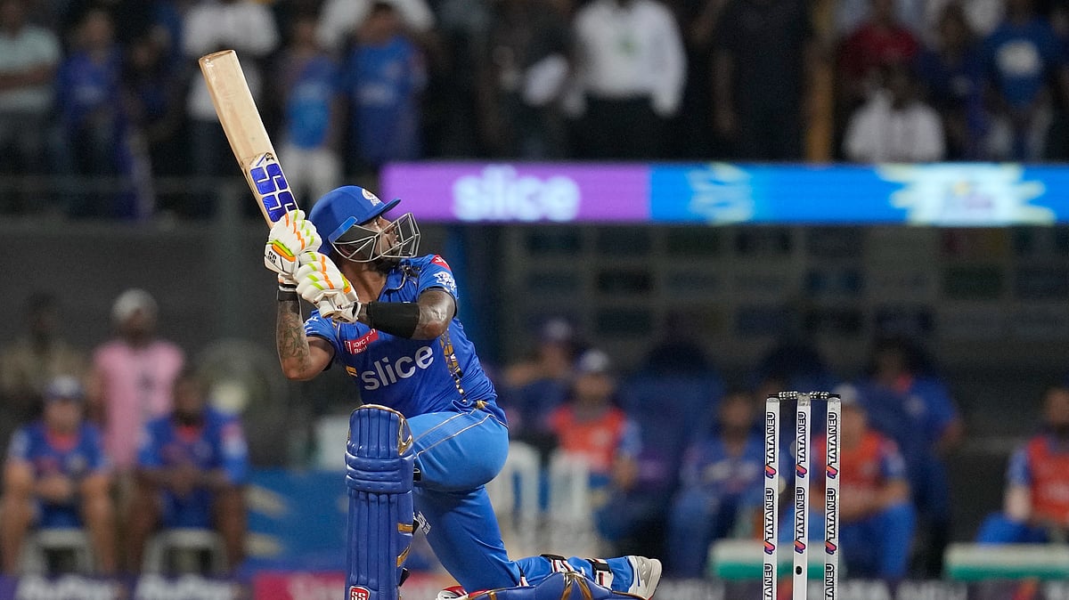 Mumbai Indians' Suryakumar Yadav plays a shot during the Indian Premier League cricket match between Mumbai Indians and Royal Challengers Bengaluru, in Mumbai. - AP Photo/Rajanish Kakade