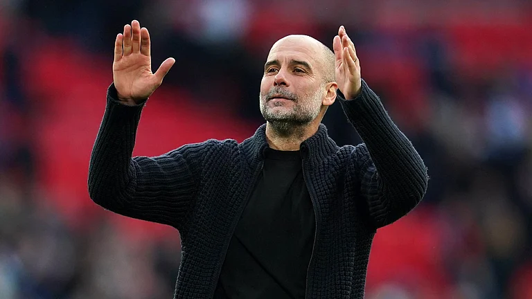 Pep Guardiola’s Manchester City edged a narrow win to reach the FA Cup final (Adam Davy/PA) - null