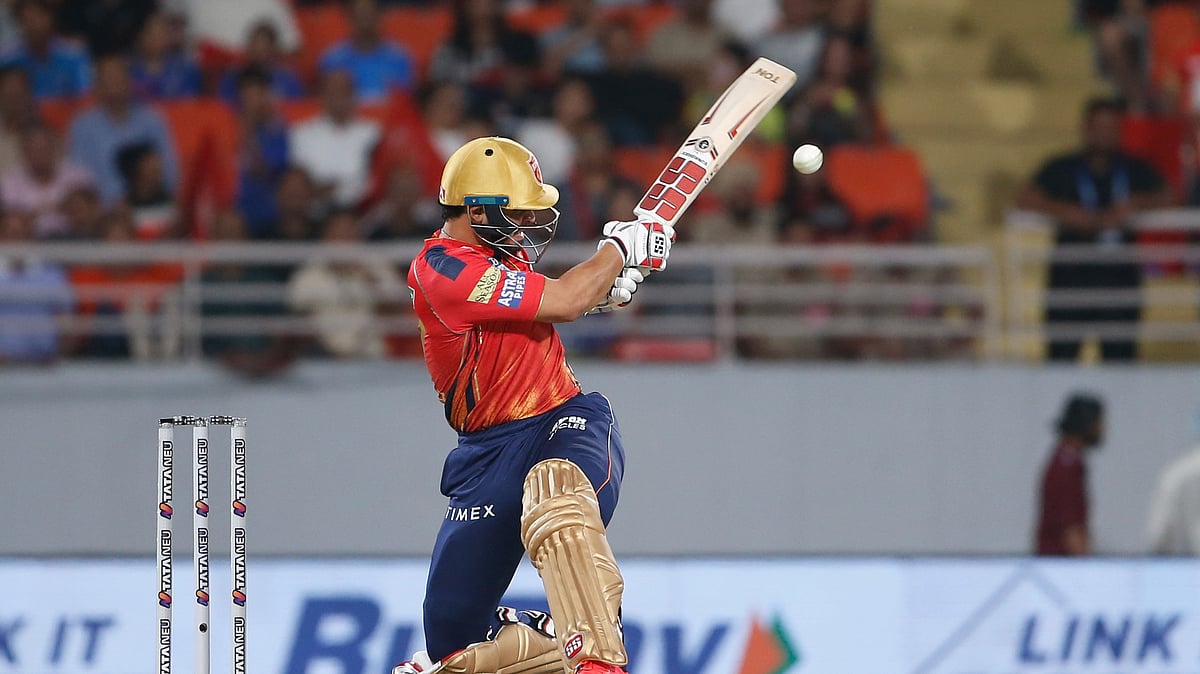 AP Photo/ Surjeet Yadav : Punjab Kings' Ashutosh Sharma plays a shot during the Indian Premier League cricket match between Punjab Kings' and Mumbai Indians in Mullanpur.