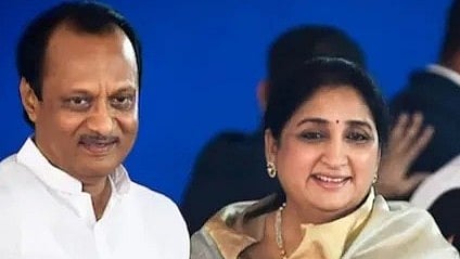 PTI : NCP (Ajit Pawar Faction) leader Ajit Pawar with wife Suunetra Pawar |