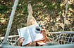 Poems: Of Thank You And Summer stock photo : Woman reading a book