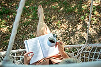 Poems: Of Thank You And Summer stock photo : Woman reading a book
