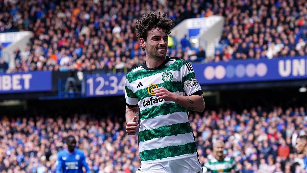 A bottle was thrown at Celtic’s Matt O’Riley on Sunday. - (Jane Barlow/PA)
