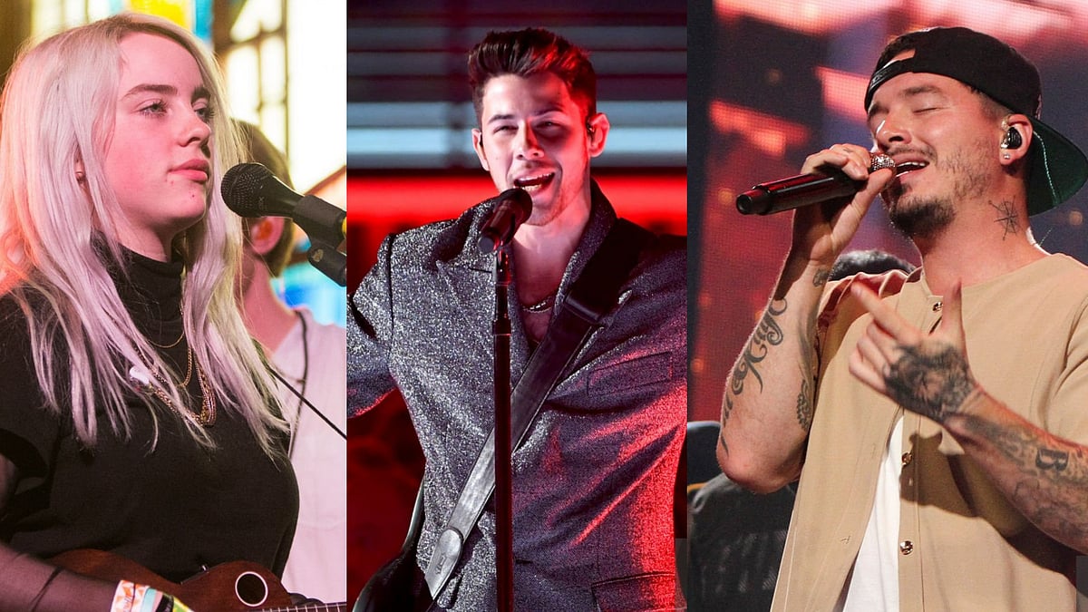 Billie Eilish (L), Nick Jonas (C), and J Balvin (R)  - Getty images