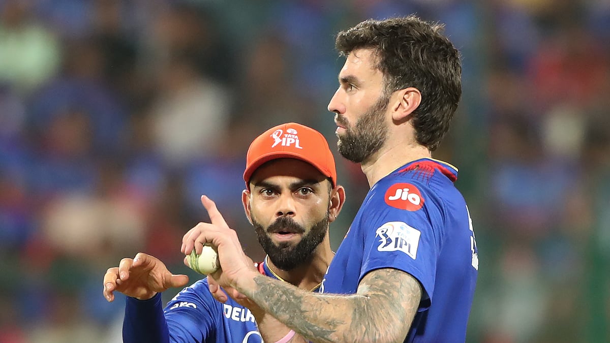 RCBs Virat Kohli and Reece Topley in SRH Vs RCB match in IPL 2024, AP Photo