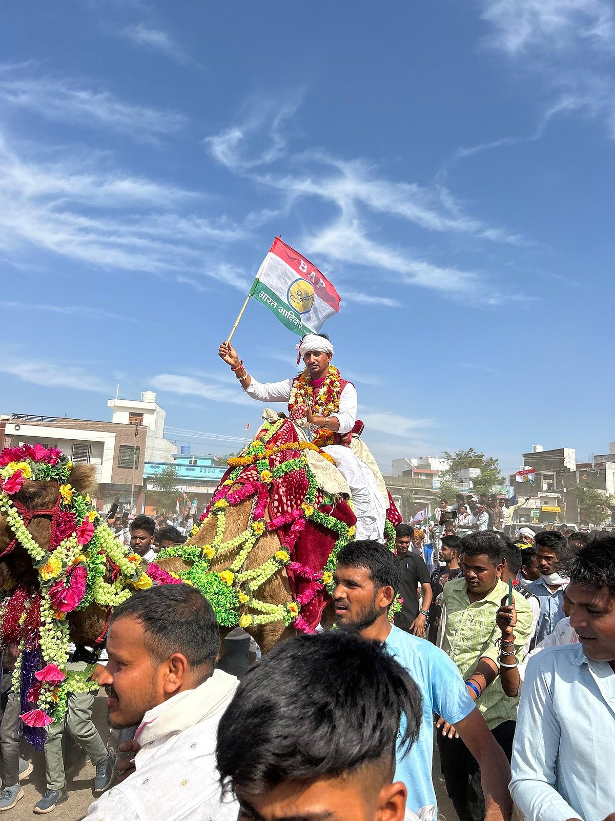 Twitter : Rajkumar Roat on camel back to file LS nomination
