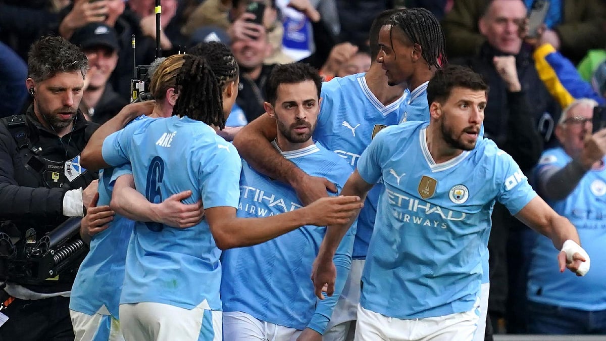 Adam Davy/PA : Bernardo Silva (centre) netted Manchester City’s late second-half winner.