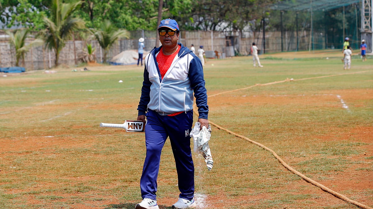 File photo of Jwala Singh, childhood coach of rising Indian cricket star Yashasvi Jaiswal, at a nets practice session in Mumbai. - Special arrangement