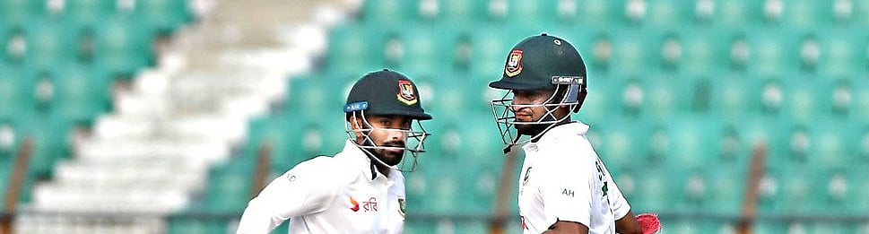 X/@BCBTigers : Bangladesh barely forced a fifth day. At stumps, Mehidy Hasan was on 44 from 49 balls after hitting seven fours and Taijul Islam on 10.
