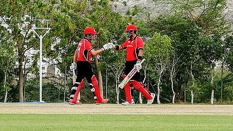 X | AsianCricketCouncil : Team Hong Kong in action at the ACC Mens T20I Premier Cup match. 
