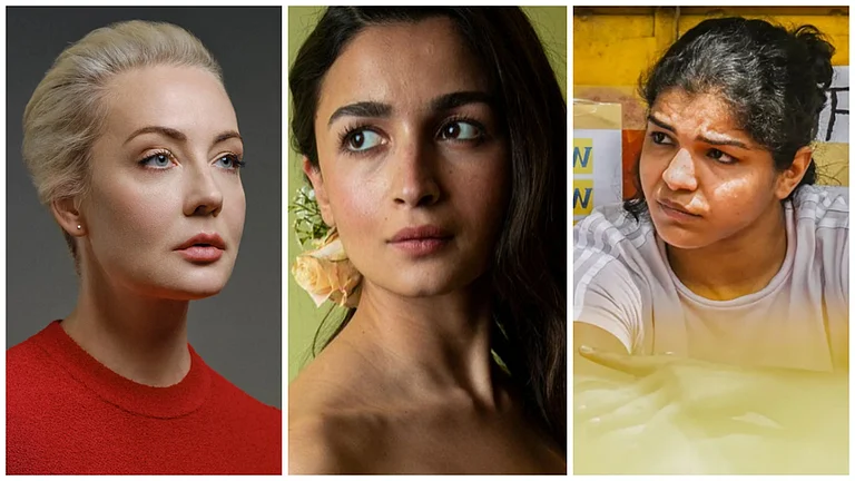 L to R: Late Russian opposition leader Alexei Navalny's wife Yulia Navalnaya | Bollywood actor Alia Bhatt | Olympian wrestler Sakshee Malikkh - TIME
