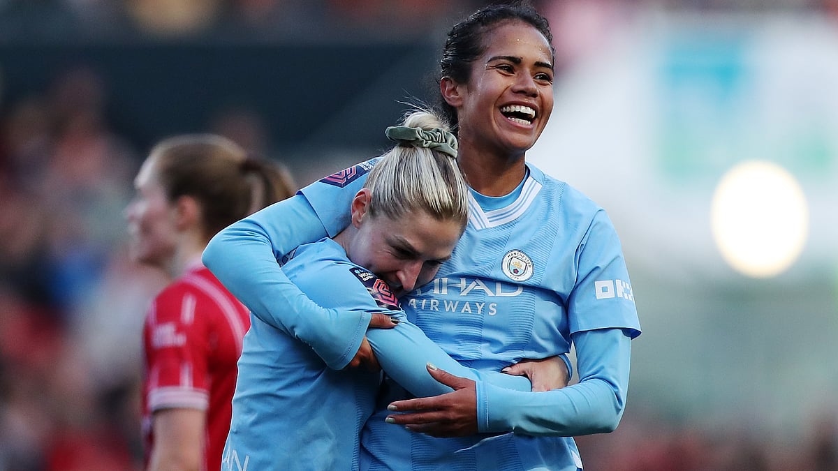 Mary Fowler celebrates for Man City at Bristol City. - null