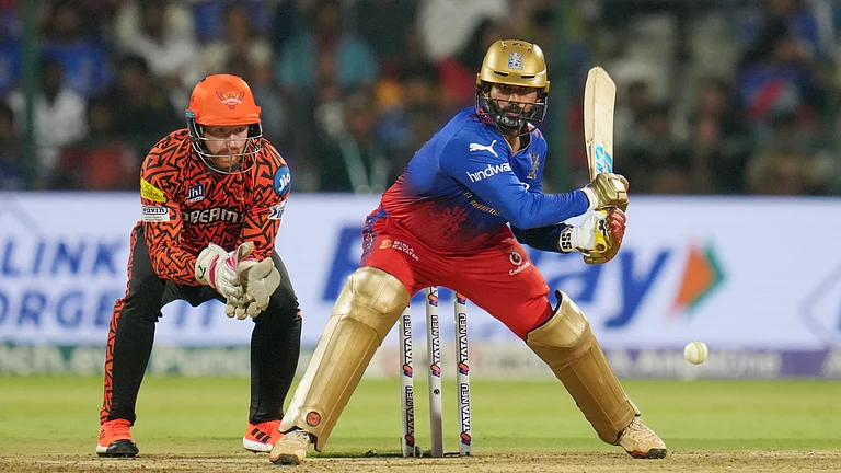 Dinesh Karthik during RCB vs SRH on Monday - X/@IPL