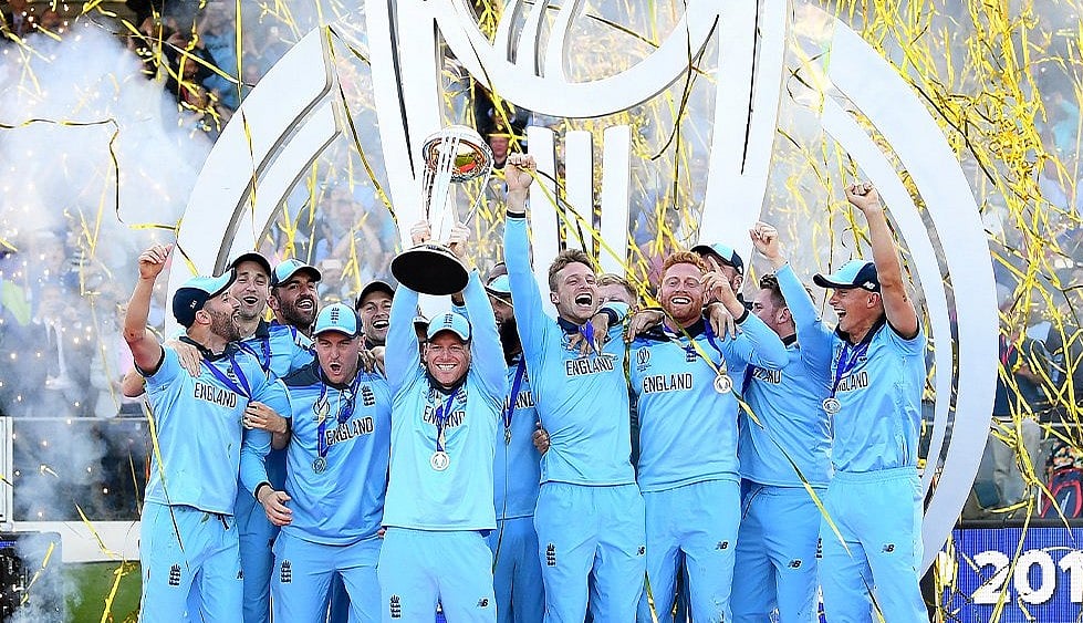 X/@ICC : England after winning the ICC 2019 World Cup trophy