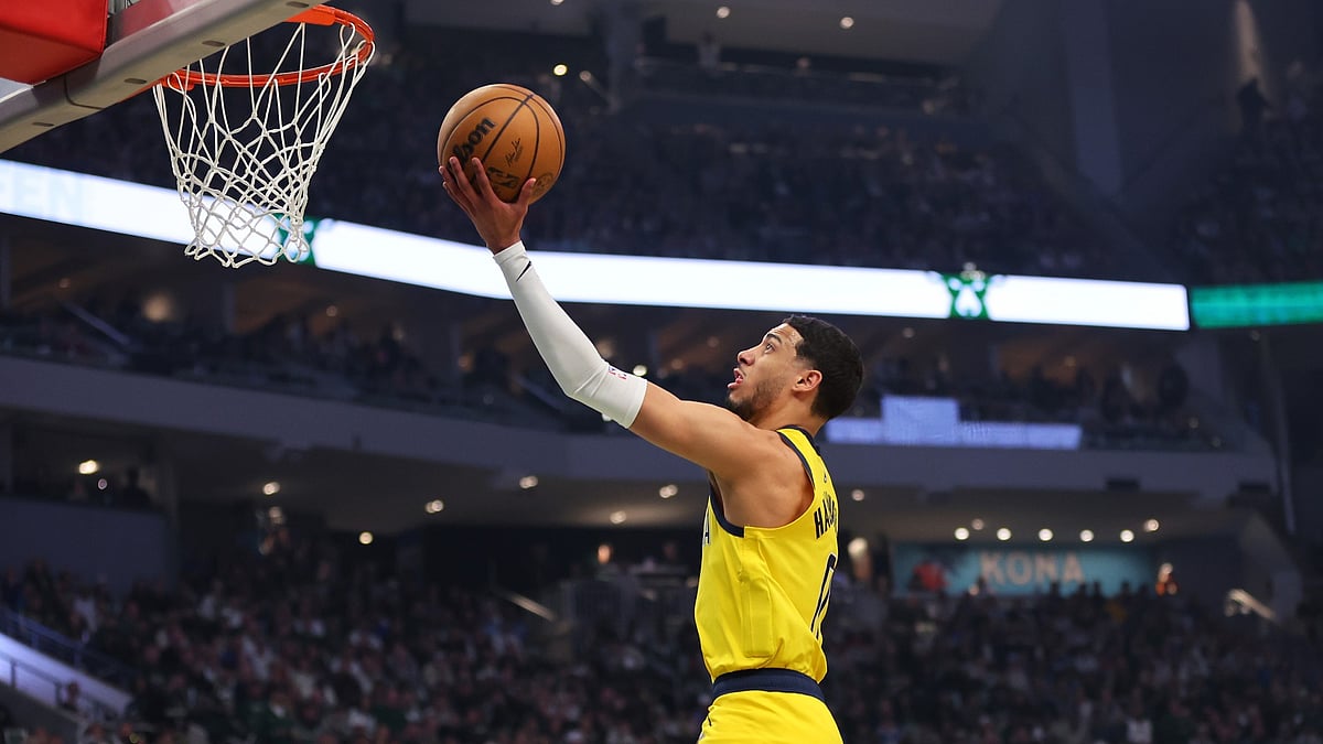 Tyrese Haliburton in action against the Milwaukee Bucks on Tuesday.