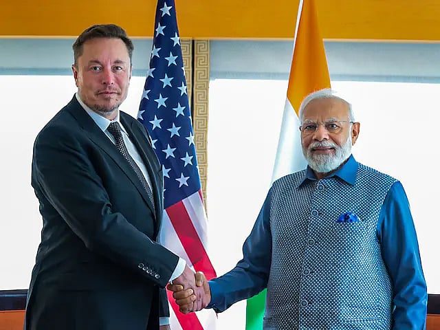 Tesla CEO Elon Musk with PM Narendra Modi |
