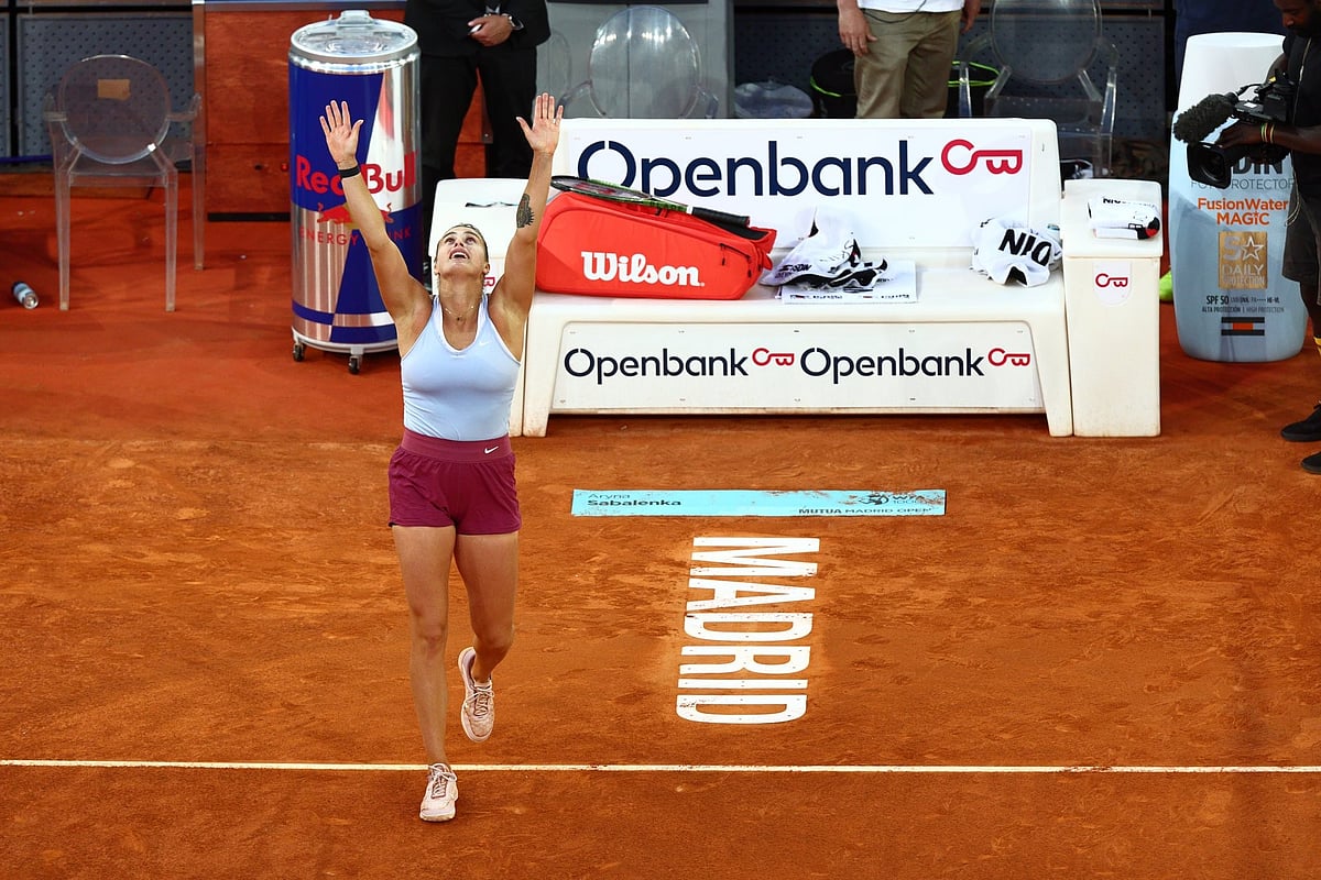 Aryna Sabalenka at the Madrid Open tennis court.  - X | MMOPEN