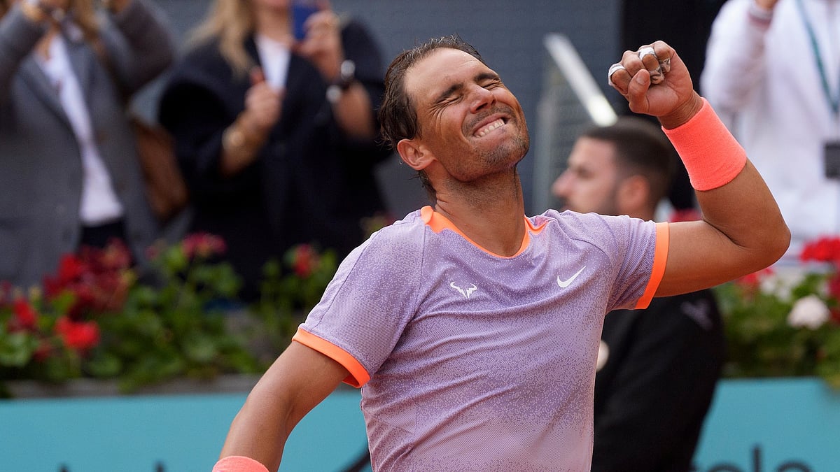 X/@MutuaMadridOpen : Rafael Nadal celebrates after win over Pedro Cachin in their round of 32 match at the Madrid Open 2024