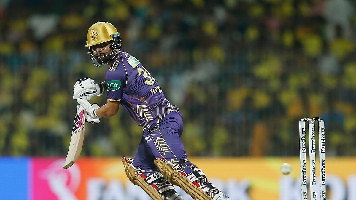 Kolkata Knight Riders' Rinku Singh plays a shot during the Indian Premier League cricket match between Chennai Super Kings and Kolkata Knight Riders in Chennai. - AP Photo/Parthi Bhan