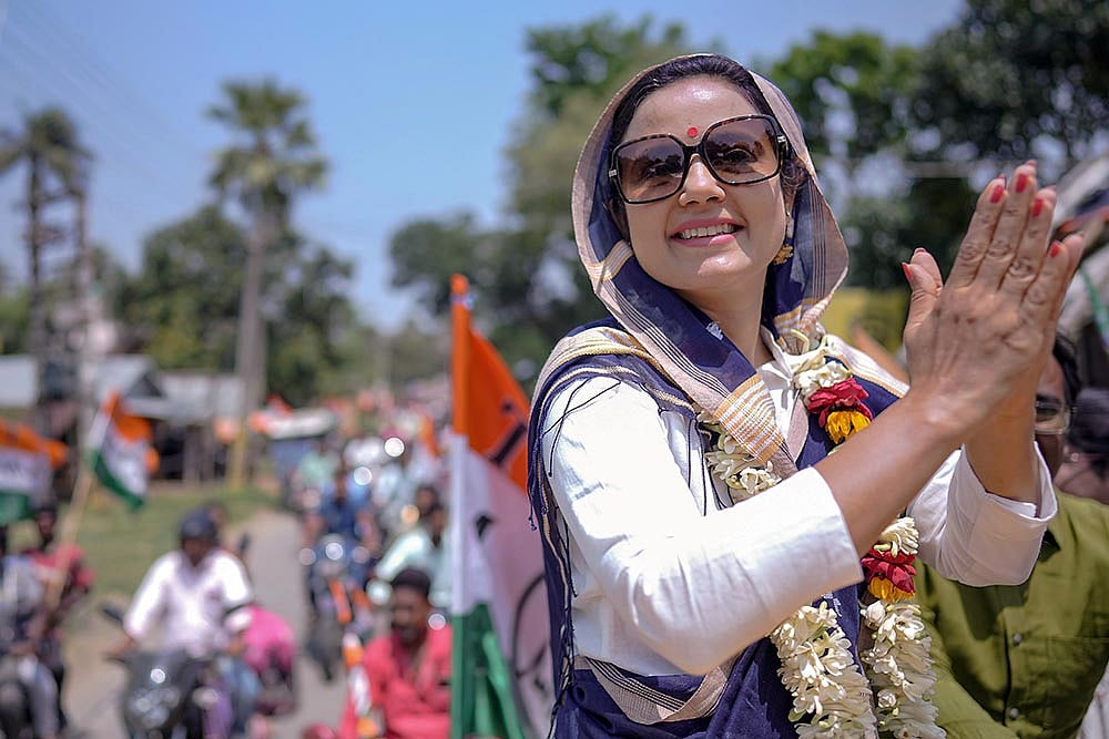 Photo: PTI : Mahua Moitra campaigns in Nadia