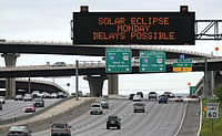 Weather Is The Hot Topic As Eclipse Spectators Stake Out Their Spots In US, Mexico and Canada AP : Motorists travelling are reminded of possible traffic delays due to solar eclipse.