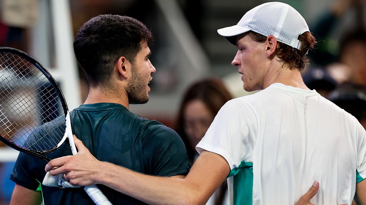 Carlos Alcaraz (l) could come face-to-face with Jannik Sinner in the Spanish capital