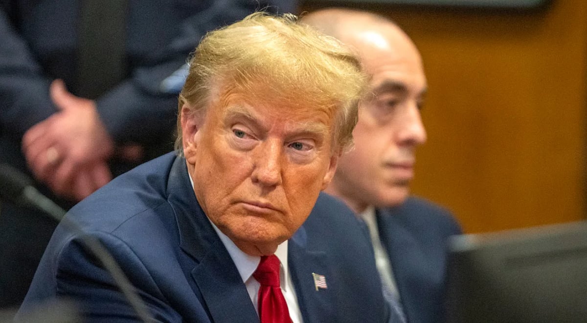 Getty Images/File : Trump was convicted in state court in Manhattan in May of 34 counts of falsifying business records related to a payment to bury affair allegations that threatened to cloud his 2016 presidential run.

