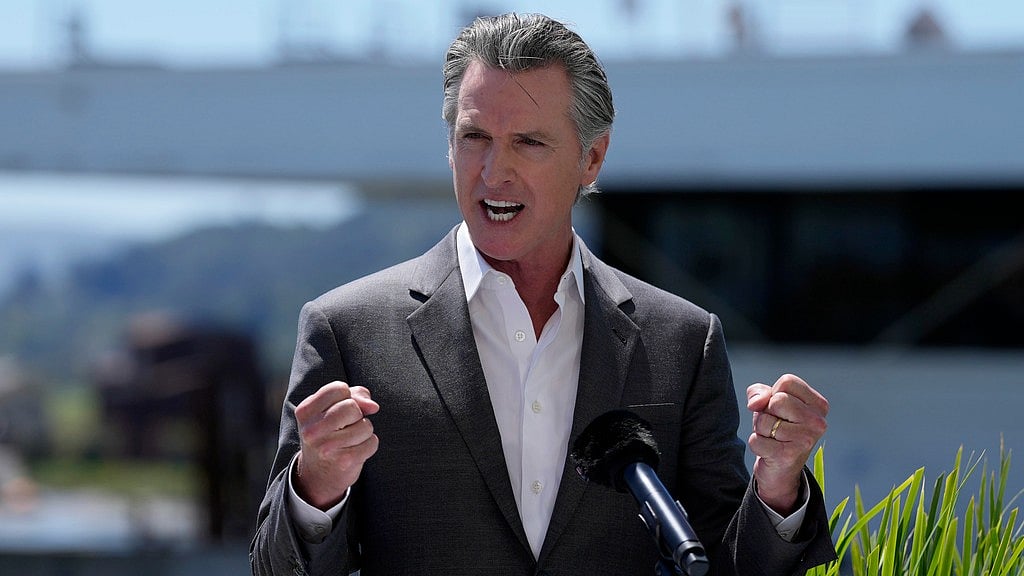 California Gov. Gavin Newsom speaks during an announcement on a new climate partnership between California and Norway in Larkspur, Calif., Tuesday, April 16, 2024. - AP