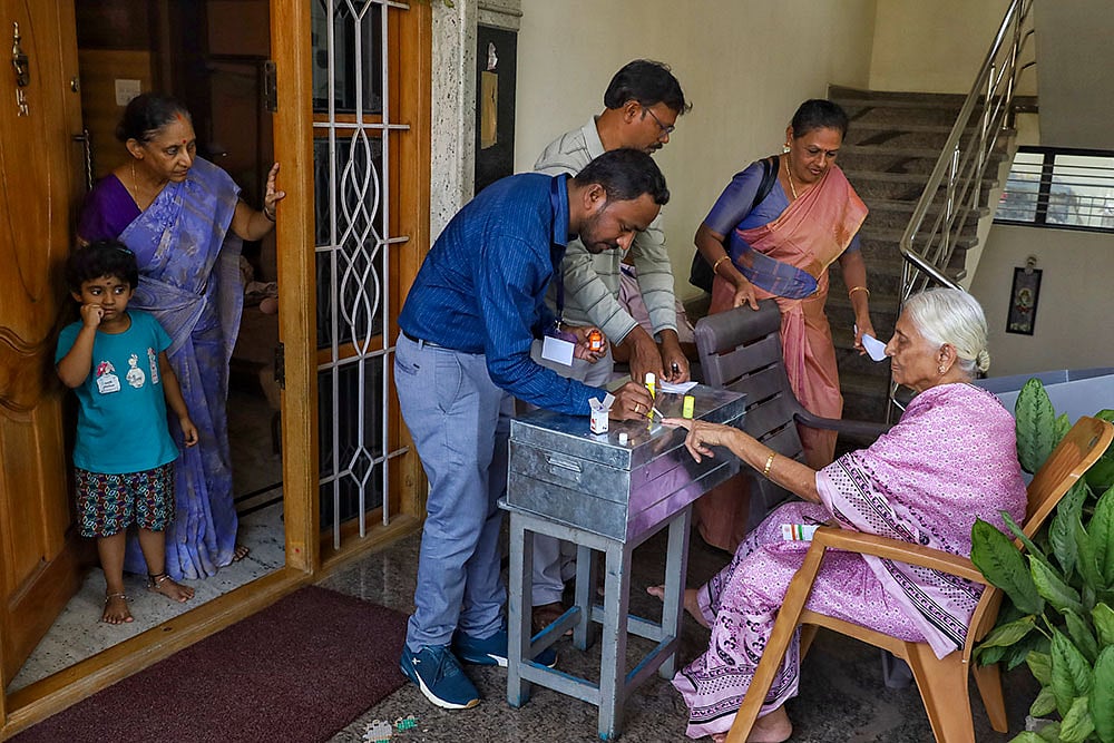 Photo: PTI : LS polls: Home voting for elderly