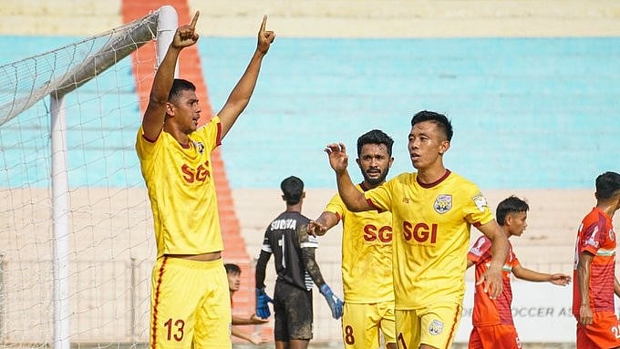 Sporting Club Bengaluru celebrate their I-League second division win on April 15, 2024.  - X | ILeague