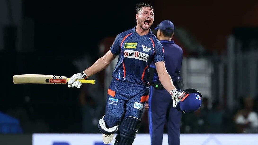 X/IPL : IPL 2024, CSK vs LSG: Marcus Stoinis celebrates after hitting the winning runs.