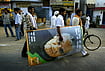 Getty Images : A Bhartiya Janata Party (BJP) supporter carries a picture of Indian Prime Minister and BJP leader Atal Bihari Vajpayee after an election rally in Aligarh, India Thursday, April 29, 2004. Vajpayee and his BJP were ousted from power yesterday in an election upset when the nation's 700 million poor voted against his "India Shining" campaign
