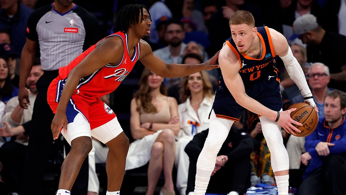 Tyrese Maxey (left) was on the wrong end of two decisions against the New York Knicks.