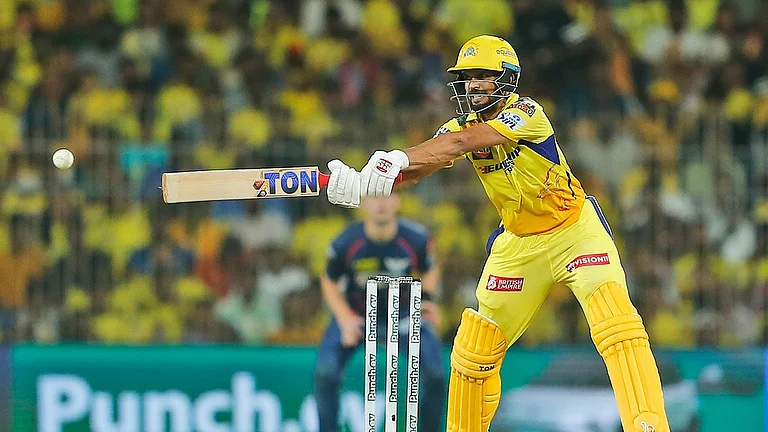 CSK captain Ruturaj Gaikwad in action against LSG in Chepauk. - AP