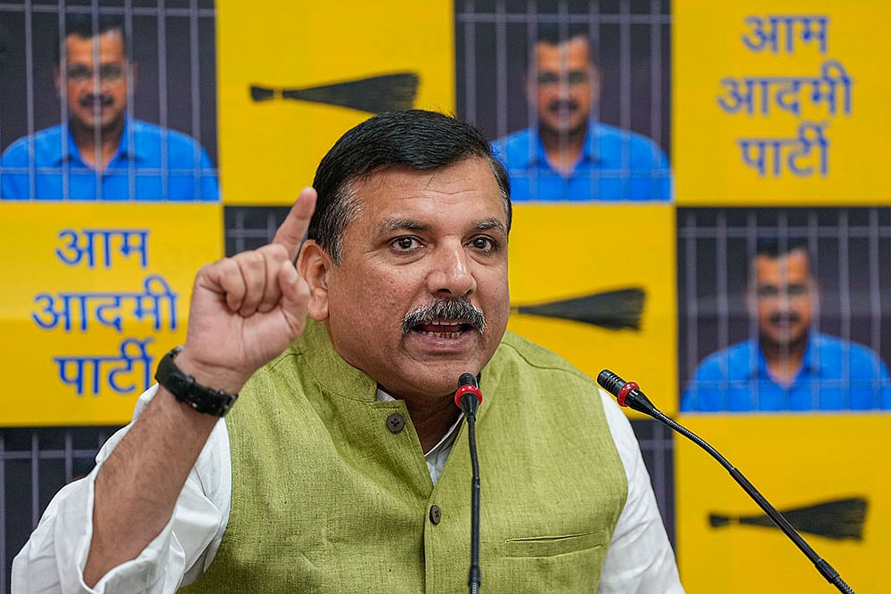 Photo: PTI/Vijay Verma : Sanjay Singh addressing media