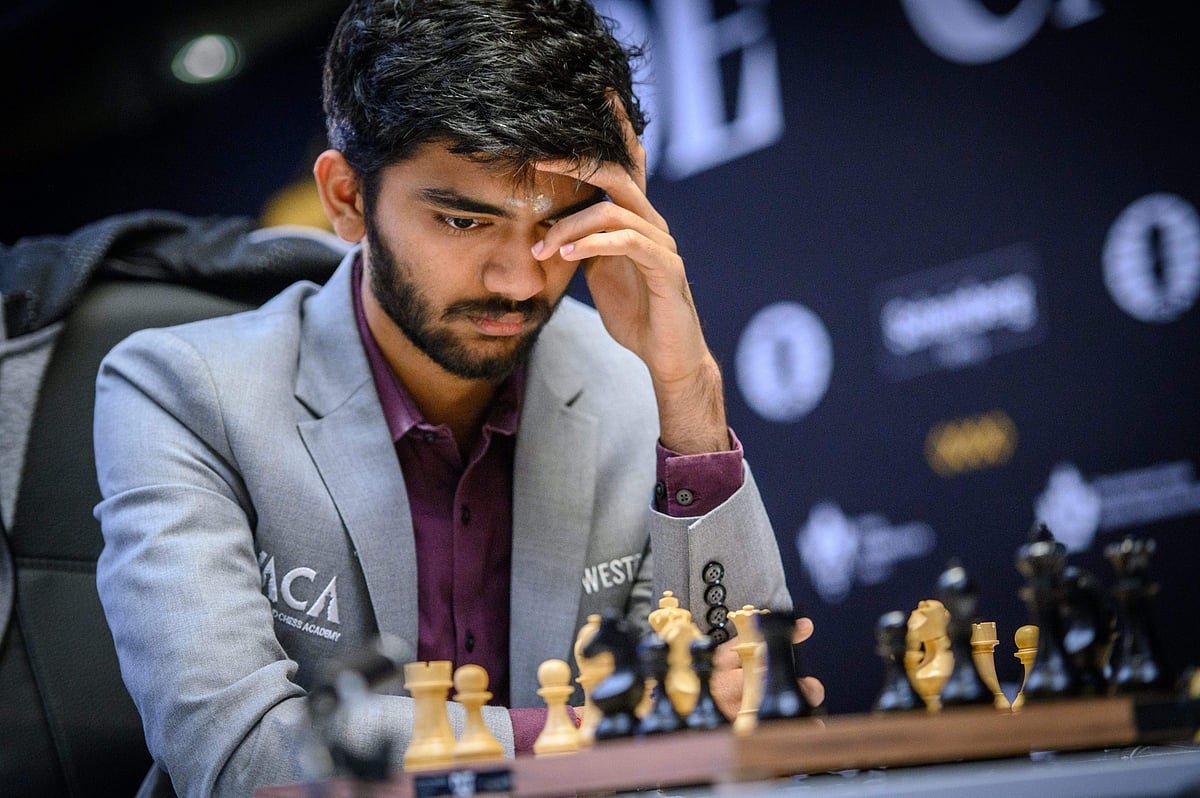D Gukesh : Grandmaster D. Gukesh of India during the Round 11 match against Grandmaster Fabiano Caruana of USA at the FIDE Candidates 2024 chess tournament